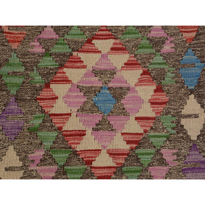2'7"x3'7" Colorful Vegetable Dyes Afghan Reversible Kilim Pure Wool Hand Woven Oriental Rug FWR345096