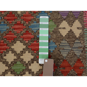 2'7"x3'10" Afghan Reversible Kilim Vegetable Dyes Pure Wool Hand Woven Oriental Rug FWR345102