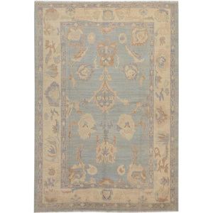 6'2"x8'10" Gray Angora Oushak With Soft Velvety Wool Hand Knotted Oriental Rug FWR345192