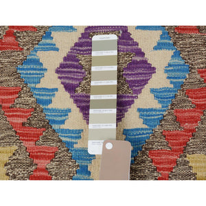 2'8"x3'10" Colorful Reversible Afghan Kilim Flat weave Pure Wool Hand Woven Oriental Rug FWR345270