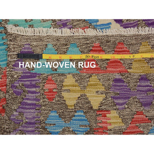 2'8"x3'10" Colorful Reversible Afghan Kilim Flat weave Pure Wool Hand Woven Oriental Rug FWR345270