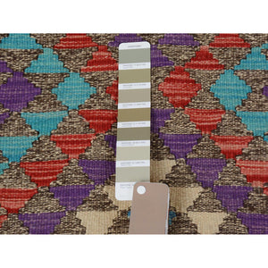 3'x4'3" Colorful Reversible Geometric Design Afghan Kilim Flat Weave Pure Wool Hand Woven Oriental Rug FWR345276