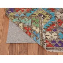 Load image into Gallery viewer, 2&#39;7&quot;x3&#39;10&quot; Colorful Reversible Afghan Kilim Flat Weave Pure Wool Hand Woven Oriental Rug FWR345282