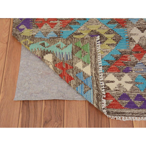 2'7"x3'10" Colorful Reversible Afghan Kilim Flat Weave Pure Wool Hand Woven Oriental Rug FWR345282