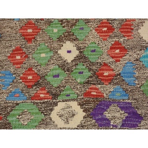 2'9"x4' Colorful Reversible Afghan Kilim Flat Weave Pure Wool Hand Woven Oriental Rug FWR345306