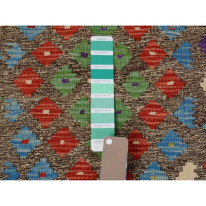2'9"x4' Colorful Reversible Afghan Kilim Flat Weave Pure Wool Hand Woven Oriental Rug FWR345306