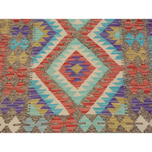 Load image into Gallery viewer, 3&#39;x4&#39; Colorful Reversible Geometric Design Afghan Kilim Flat Weave Pure Wool Hand Woven Oriental Rug FWR345432
