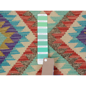 3'x4' Colorful Reversible Geometric Design Afghan Kilim Flat Weave Pure Wool Hand Woven Oriental Rug FWR345432