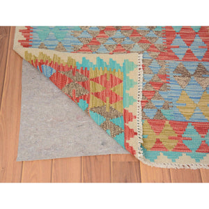 2'8"x4' Colorful Reversible Flat Weave Afghan Kilim Pure Wool Hand Woven Oriental Rug FWR345444