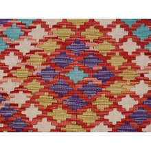 Load image into Gallery viewer, 2&#39;10&quot;x4&#39;2&quot; Colorful Reversible Flat Weave Afghan Kilim Pure Wool Hand Woven Oriental Rug FWR345582