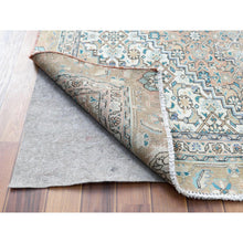 Load image into Gallery viewer, 5&#39;3&quot;x8&#39; Brown Clean Pure Wool Bohemian Worn Down Vintage Look Persian Tabriz Mahi Medallion Design Distressed Hand Knotted Oriental Rug FWR346434