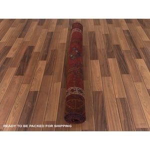 4'6"x7'5" Vintage with Even Wear Persian Shiraz with Purple Abrash Worn Down Distressed Hand Knotted Clean Oriental Rug FWR346536