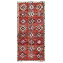 Load image into Gallery viewer, 3&#39;7&quot;x7&#39;9&quot; Geometric Medallion All Over Design Colorful with The Sunset Persian Shiraz Hand Knotted Wide Runner Clean Oriental Rug FWR346638