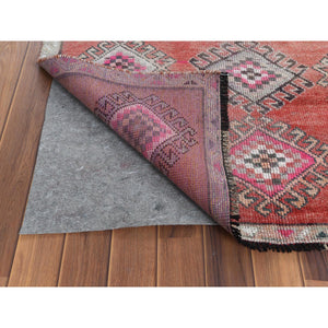 3'7"x7'9" Geometric Medallion All Over Design Colorful with The Sunset Persian Shiraz Hand Knotted Wide Runner Clean Oriental Rug FWR346638