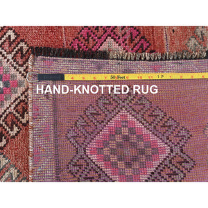3'7"x7'9" Geometric Medallion All Over Design Colorful with The Sunset Persian Shiraz Hand Knotted Wide Runner Clean Oriental Rug FWR346638