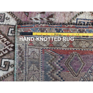 4'9"x7'2" Pink Hand Knotted Persian Shiraz Bohemian Cropped Thin Vintage Clean Organic Wool Oriental Rug FWR347022