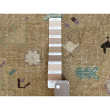 Load image into Gallery viewer, 6&#39;1&quot;x9&#39; Bohemian Persian Shiraz Pure Wool Beige Semi Antique Distressed Hand Knotted Clean Oriental Rug FWR347538