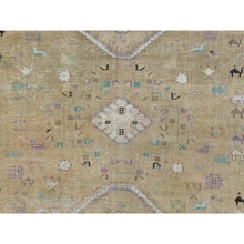 Load image into Gallery viewer, 6&#39;1&quot;x9&#39; Bohemian Persian Shiraz Pure Wool Beige Semi Antique Distressed Hand Knotted Clean Oriental Rug FWR347538