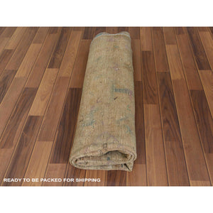 6'1"x9' Bohemian Persian Shiraz Pure Wool Beige Semi Antique Distressed Hand Knotted Clean Oriental Rug FWR347538