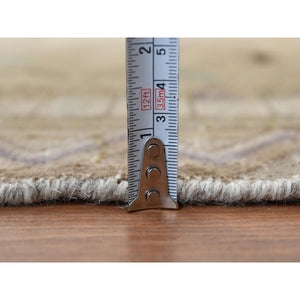 6'1"x9' Bohemian Persian Shiraz Pure Wool Beige Semi Antique Distressed Hand Knotted Clean Oriental Rug FWR347538