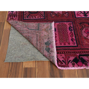 4'x6'10" Semi Antique Red Persian Bakhtiari With Golden Panel Design Clean Sheared Low Organic Wool Hand Knotted Oriental Rug FWR347796