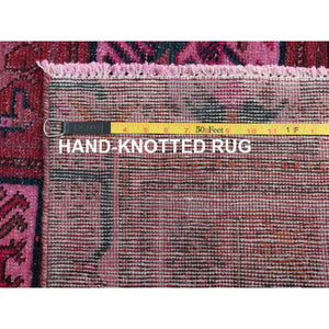 4'x6'10" Semi Antique Red Persian Bakhtiari With Golden Panel Design Clean Sheared Low Organic Wool Hand Knotted Oriental Rug FWR347796