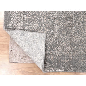 2'5"X12'2" Gray Fine jacquard Hand Loomed Modern Wool And Art Silk Runner Oriental Rug FWR348006