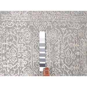 2'5"X12'2" Gray Fine jacquard Hand Loomed Modern Wool And Art Silk Runner Oriental Rug FWR348006