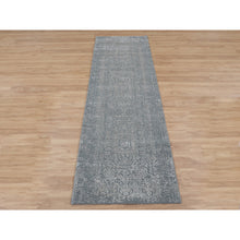 Load image into Gallery viewer, 2&#39;5&quot;X12&#39;1&quot; Gray Fine jacquard Hand Loomed Modern Wool And Art Silk Runner Oriental Rug FWR348018