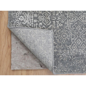 2'5"X12'1" Gray Fine jacquard Hand Loomed Modern Wool And Art Silk Runner Oriental Rug FWR348018