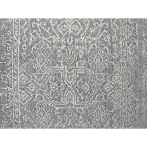 2'5"X12'1" Gray Fine jacquard Hand Loomed Modern Wool And Art Silk Runner Oriental Rug FWR348018