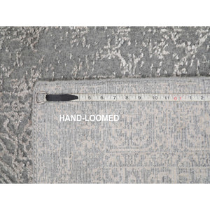 2'5"X12'1" Gray Fine jacquard Hand Loomed Modern Wool And Art Silk Runner Oriental Rug FWR348018