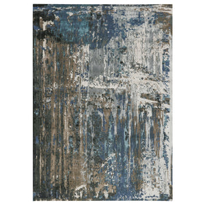 9'9"x'13'9" Blue Abstract Design Wool and Silk Hand Knotted Oriental Rug FWR348084