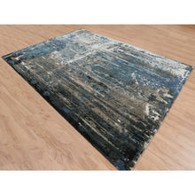 Load image into Gallery viewer, 9&#39;9&quot;x&#39;13&#39;9&quot; Blue Abstract Design Wool and Silk Hand Knotted Oriental Rug FWR348084