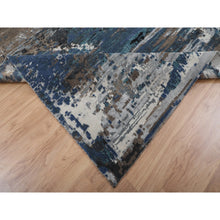 Load image into Gallery viewer, 9&#39;9&quot;x&#39;13&#39;9&quot; Blue Abstract Design Wool and Silk Hand Knotted Oriental Rug FWR348084