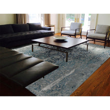 Load image into Gallery viewer, 12&#39;2&quot;x12&#39;2&quot; Blue Broken Persian Tabriz Erased Design Wool and Silk Hand Knotted Square Oriental Rug FWR348096