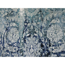 Load image into Gallery viewer, 12&#39;2&quot;x12&#39;2&quot; Blue Broken Persian Tabriz Erased Design Wool and Silk Hand Knotted Square Oriental Rug FWR348096