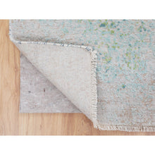 Load image into Gallery viewer, 3&#39;x5&#39; Ivory Touch Of Green Pure Silk With Textured Wool Hand Knotted Oriental Rug FWR348618