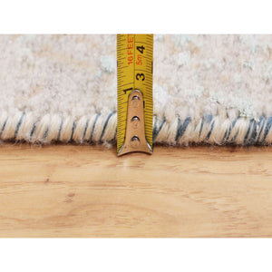 3'x5' Ivory Touch Of Green Pure Silk With Textured Wool Hand Knotted Oriental Rug FWR348618