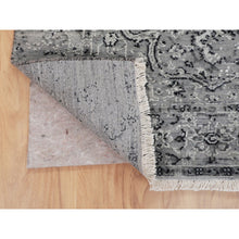 Load image into Gallery viewer, 3&#39;1&quot;x5&#39;1&quot; Gray Persian Erased Design Silk With Textured Wool Hand Knotted Oriental Rug FWR348624