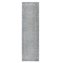 Load image into Gallery viewer, 2&#39;5&quot;x10&#39;2&quot; Gray Fine jacquard Hand Loomed Modern Wool and Art Silk Runner Oriental Rug FWR348630