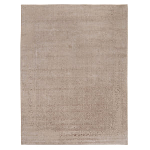 11'8"x14'8" Oversized Taupe Fine Jacquard Hand Loomed Modern Wool And Art Silk Oriental Rug FWR348678