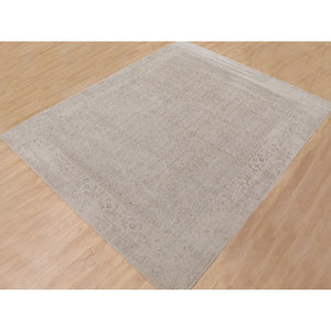 11'8"x14'8" Oversized Taupe Fine Jacquard Hand Loomed Modern Wool And Art Silk Oriental Rug FWR348678