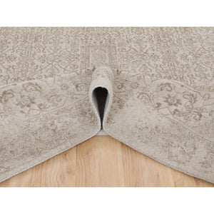 11'8"x14'8" Oversized Taupe Fine Jacquard Hand Loomed Modern Wool And Art Silk Oriental Rug FWR348678