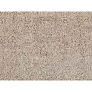 11'8"x14'8" Oversized Taupe Fine Jacquard Hand Loomed Modern Wool And Art Silk Oriental Rug FWR348678