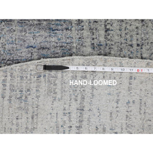 7'7"x7'7" Gray Fine jacquard Hand Loomed Modern Wool and Art Silk Round Oriental Rug FWR348750