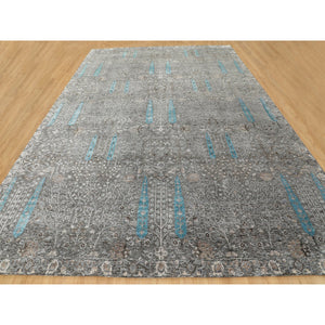 12'x17'9" Oversized Cypress Tree Design Silk with Textured Wool Hand Knotted Oriental Rug FWR348852