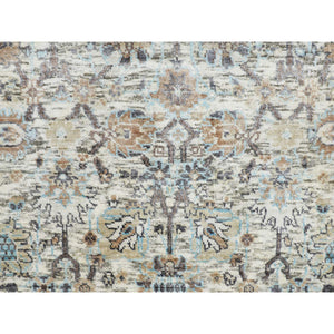 2'6"x6'2" Ivory Silk With Textured Wool Tabriz Runner Hand Knotted Oriental Rug FWR348858