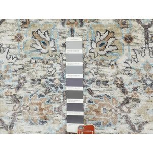 2'6"x6'2" Ivory Silk With Textured Wool Tabriz Runner Hand Knotted Oriental Rug FWR348900