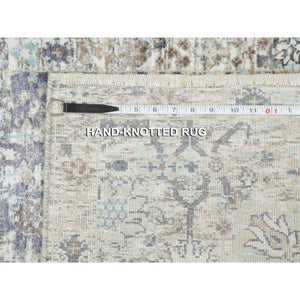 2'6"x6'2" Ivory Silk With Textured Wool Tabriz Runner Hand Knotted Oriental Rug FWR348900